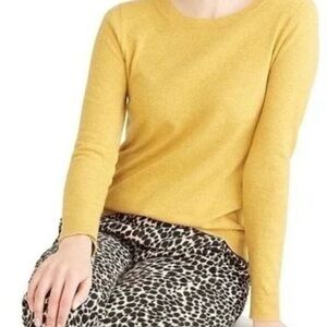 J. Crew Teddie Wool Cotton Blend Yellow Crewneck Sweater Small